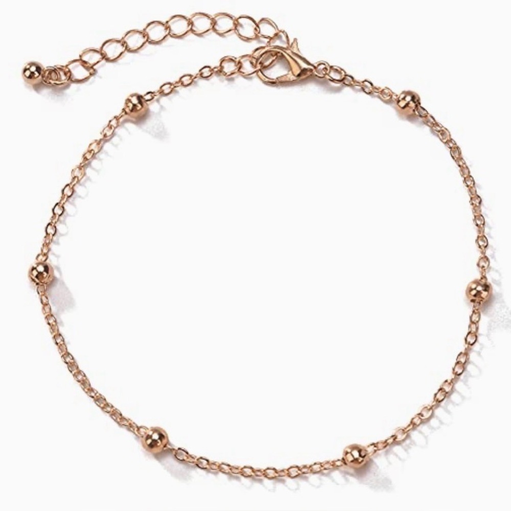 + Elegant Gold Tone Beaded Anklet Bracelet